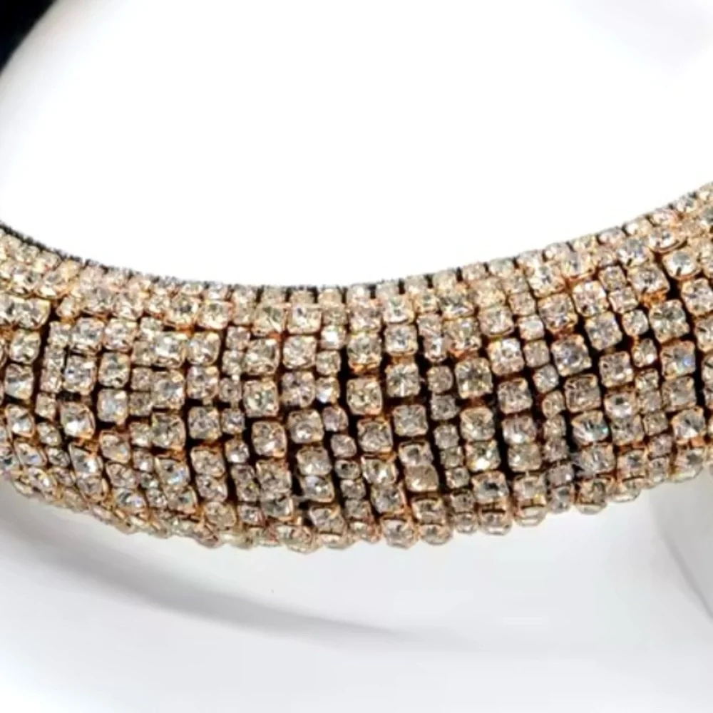 RHINESTONES SPARKLING SHIMMERING BAROQUE BEJEWELED GOLD WITH BLING HEADBAND-NEW